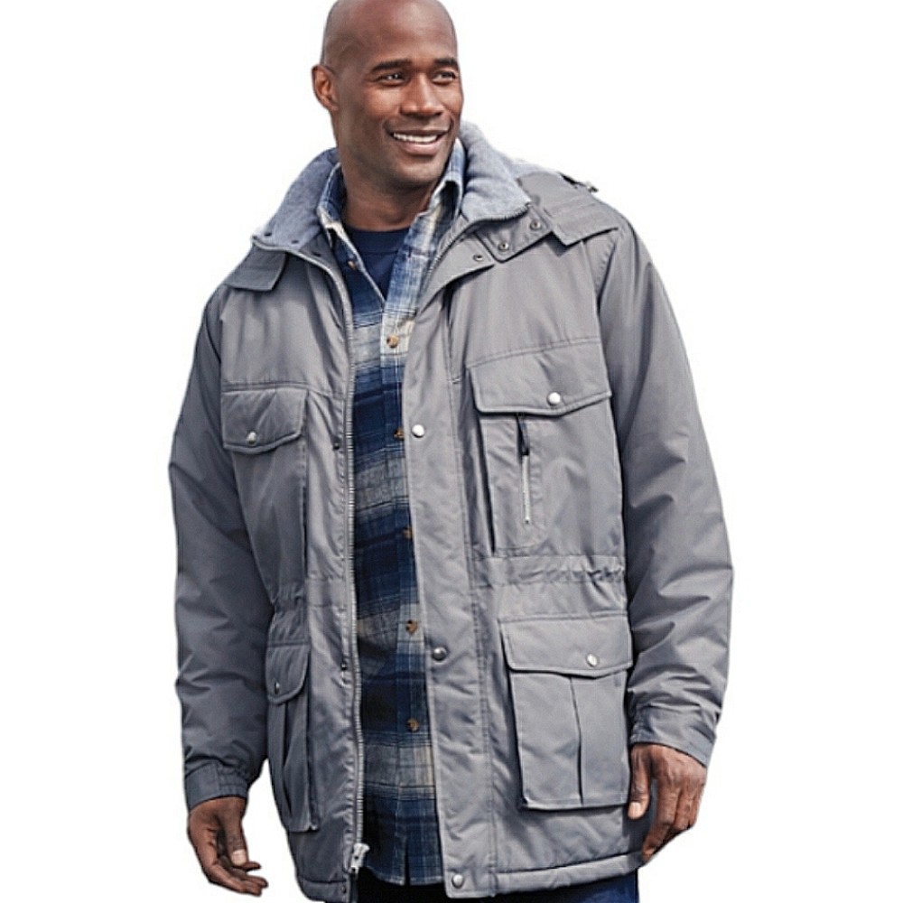 Boulder Creek by KingSize Fleece-Lined 6 Pockets Parka Coat Steel Gray 2XL Big